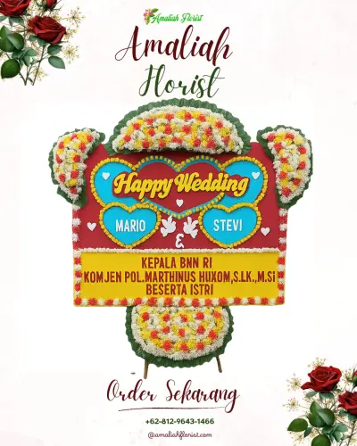 Karangan Papan Bunga Pernikahan di Girimulyo